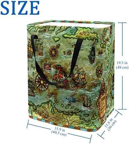 רטרו עתיק מפת עולם ישנה הדפס מצפן ימי סל כביסה מתקפל, 60 ליטר סלי כביסה עמיד למים סל כביסה צעצועי בגדים