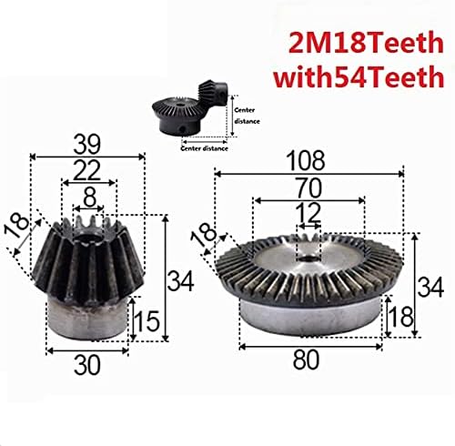 2 יחידות 1: 3 פוע הילוך 2 מודולוס 18 שיניים חור 8 ממ 54 ט פנימי חור 12 ממ 90 תואר כונן החלפת פלדה הילוכים