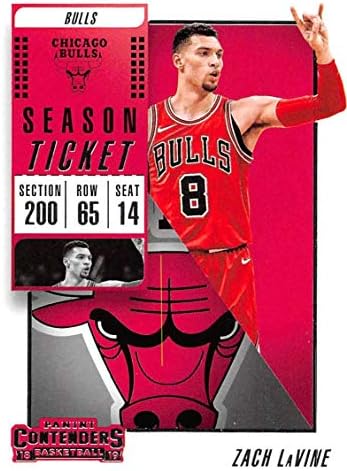 2018-19 מתמודדים של פאניני כרטיס עונה מס '44 זאק לווין שיקגו בולס NBA כרטיס מסחר בכדורסל