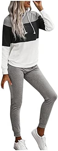אימונית לספורט נשים Casua 2pc סט אופנה צבע קפוצ'ונים תואמים מכנסי טרנינג סווטשירט סווטריס בגדי ספורט