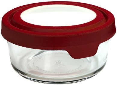 עוגן הוקינג 4-כוס עגול מזון אחסון מכולות עם אדום אמיתי אטום מכסים אטומים, סט של 4