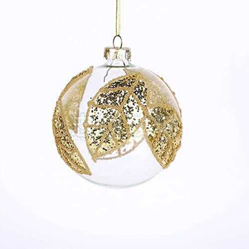 Nc 圣诞 装饰品 金 色 圆形 透明 玻璃球 装扮 圣诞树 挂饰 橱窗 布置 吊饰