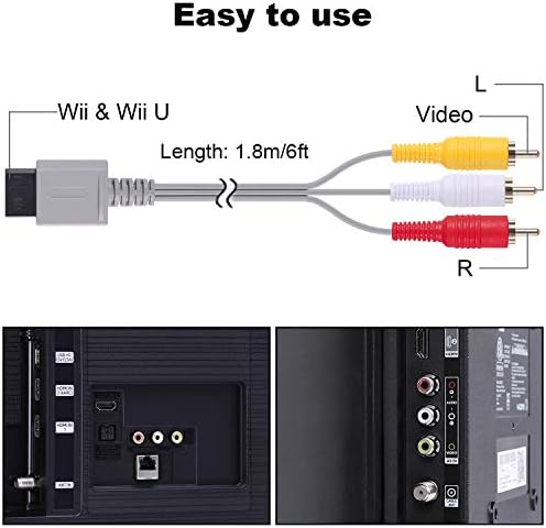 סרגל חיישן אוקין וכבל AV עבור Wii Wii U, כבל כבל Av Video Av Audio ו- Wired Infrared Ray Sen Sensor