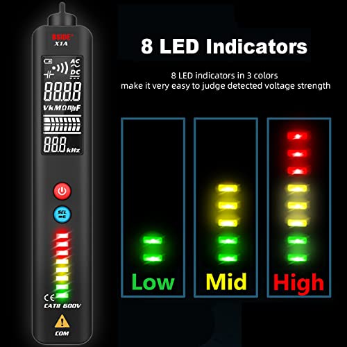 בודק מתח, גלאי מתח תצוגה 3-קו EBTN LCD, מבחן קיבול ורגישות מתכווננת, בודק חוט חישן חישן חשמל ללא קשר,