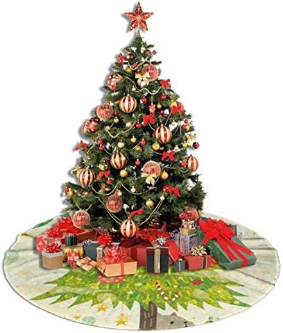 LVESHOP עץ חג המולד צבעוני עץ חג המולד חצאית עץ חג המולד יוקרה עגול מקורה מחצלת חיצונית כפרי חג המולד