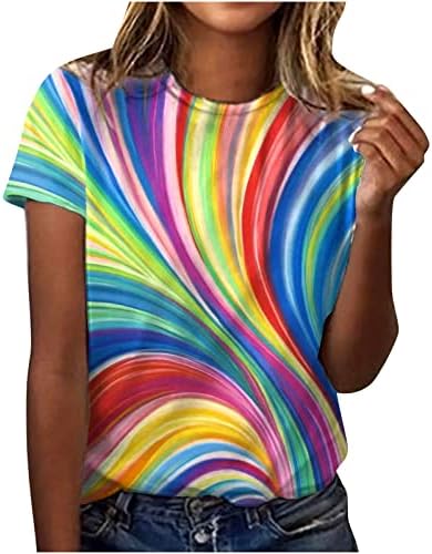נערות סתיו קיץ פרחוני גרפי חולצה קצר שרוול 2023 אופנה צוות צוואר כותנה טרקלין למעלה טי לנשים