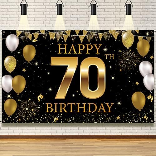 קישוטי מסיבת יום הולדת 70 באנר רקע, קישוטי יום הולדת 70 שמחים לגברים נשים, אבזרי תא צילום יום הולדת