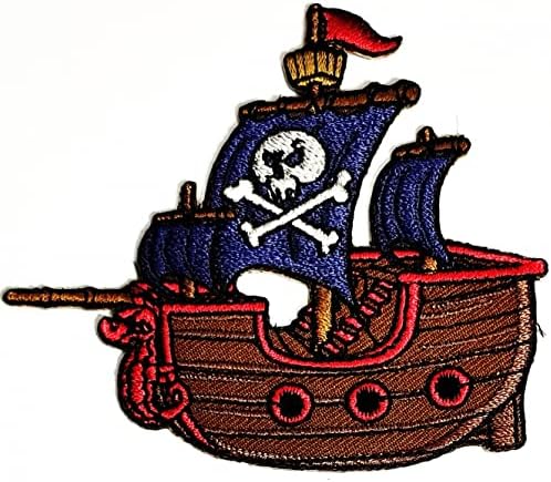 קליינפלוס 3 יחידות. סירת ימי עץ ספינה פיראטים קריקטורה ברזל על תיקוני פעילויות רקום לוגו להלביש ג '