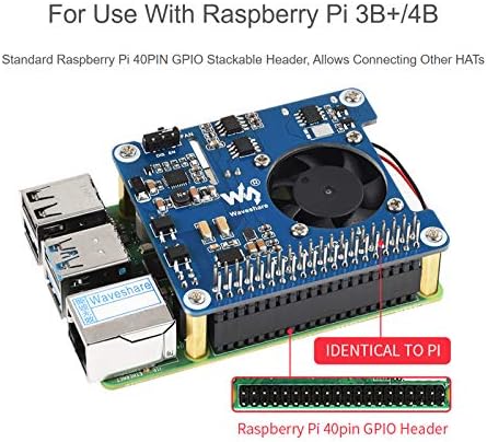 WaveShare כוח על כובע אתרנט עבור Raspberry Pi 4B/3B+, 802.3AF/ב- POE Network Standard, 5V תפוקות כותרת