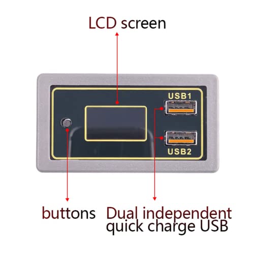 מד מתח קיבולת סוללה, תצוגת LCD 12V24V תמיכה ליתיום סוללת USB תמיכה בתמיכה מרובה פרוטוקול טעינה מהירה