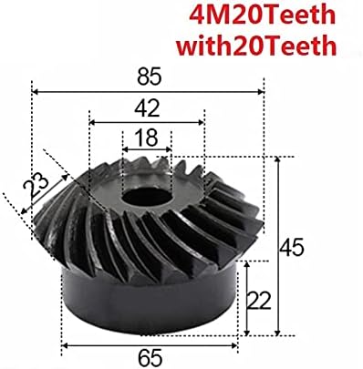 2 יחידות 1: 1 פוע הילוך 4 מודולוס 20 שיניים 20 ט פנימי חור 18 ממ 90 תואר כונן החלפת פחמן פלדה הילוכים