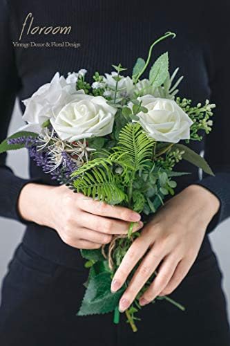 פרחים מלאכותיים 25 יחידות אמיתי מחפש שנהב קצף מזויף ורדים עם גבעולים עבור עשה זאת בעצמך חתונה זרי לבן