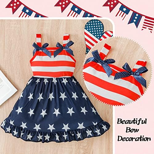 4 ביולי תלבושות תינוקות לתינוקות יום עצמאות כוכב פס שמלת פעוטות