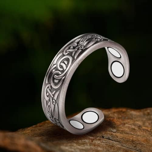טבעות נחושת של Yinox לנשים, 2.3 אינץ 'נחושת טהורה טבעת כסף וינטג' רלוונטית, 4 תכשיטי נחושת מגנט, מתנת