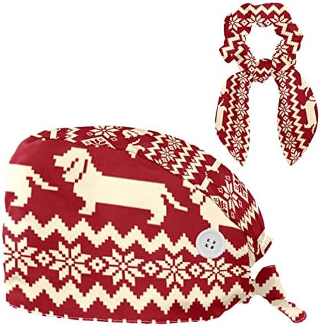 yoyoamoy עצי כפר חג המולד וזיקוקים כובעי עבודה של נשים עם כפתורים ופס זיעה, כובע כירורגי מתכוונן