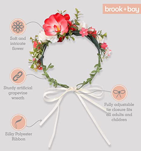 ברוק + כתר פרחי מפרץ, סרט פרחים-כתרי פרחים לנשים, כתר פרחי חתונה וכיסוי ראש של ילדה פרח-סרט בוהו פרח