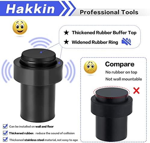 Hakkin 2 PCS פקק דלת רצפה, מגן קיר עצירה גלילית, עצירה דלת הרצפה עצירה 60 ממ פקק דלת גומי שחור, פקקי