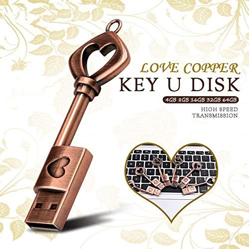 Luokangfan LLKKKFF אחסון נתונים מחשב 32GB USB 2.0 מפתח Love Copper U Disk