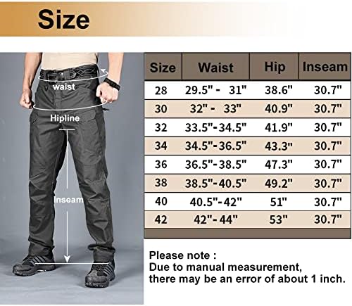 מכנסיים טקטיים של Hycoprot של גברים Ripstop Deplent Deplent מכנסי מטען מזדמנים קל משקל