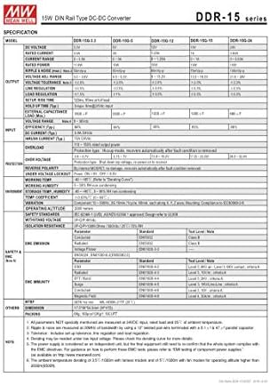 כוח LED Meanwell DDR-15G-5 5V 3A 15W DIN מסילה סוג DC-DC ממיר