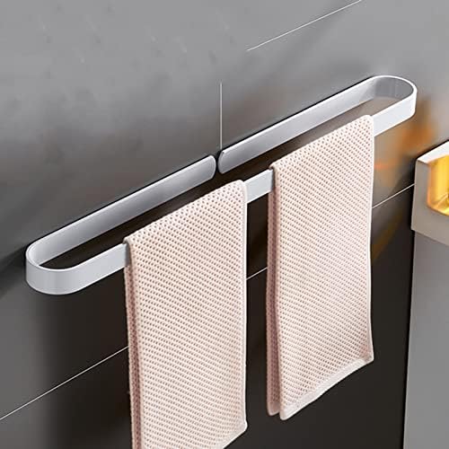 מדף מגבות קיר קיר רכוב מגבת מתלה נגד מגבת מגבת דבק עצמי ללא חלל קידוח אלומיניום לשירותים לשירותים, לבן,