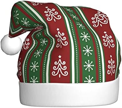 רקע צבעוני עם סמלי חגים מסורתיים-עצי חג המולד ופתיתי שלג. פסים בצבעים לבן, אדום וירוק. חג המולד כובע,