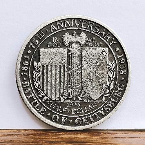 מטבע מעודן 1863 יום השנה ה -75 לקרב בגטיסבורג מטבע חצי דולרים, מטבעות זרים, מטבעות עתיקים, מלאכה, מטבעות