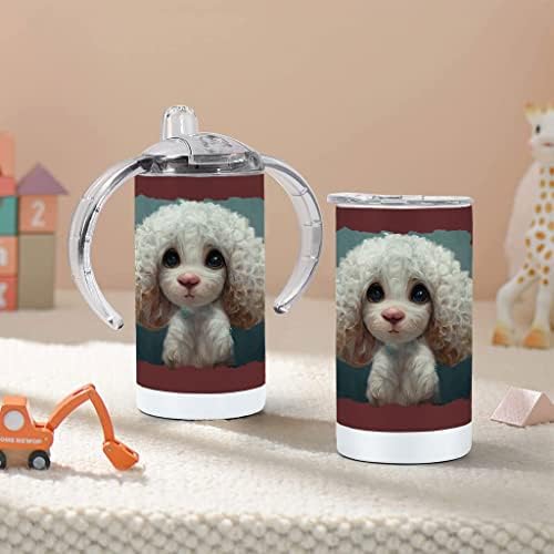 מתולתל פודל גור קש כוס-פודל כלב תינוק קש כוס-בעלי החיים הדפסת קש כוס
