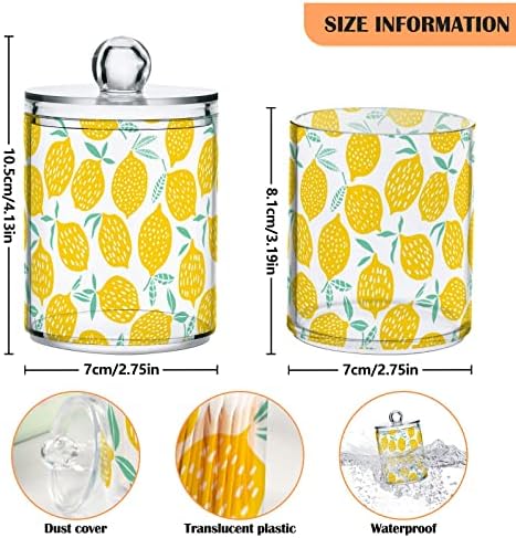 Alaza 2 Pack QTIP מחזיק מחזיק מתקן לימון צהוב מיכלי מארגני אמבטיה לכדורי כותנה/ספוגיות/רפידות/חוט דנטלי,