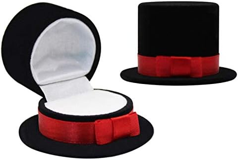 קופסת טבעת בצורת כובע, קופסת עגיל קטיפה תכשיטים תצוגת אחסון קופסת מתנה קופסת מתנה לחתונה של אירוסין