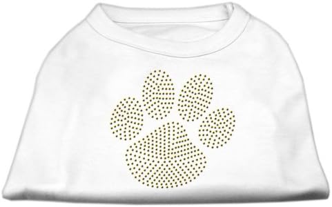 חולצת כלבים רינסטוד זהב רינסטוד לבנה m