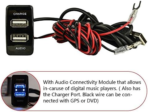 מטען לרכב USB יציאה כפולה עם טעינה USB שקע שמע עבור מצלמות דיגיטליות/מכשירים ניידים לטויוטה
