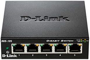 D-Link DGS-1005D 5-Port 10/100/1000 מתג שולחן עבודה של ג'יגה-בייט מתכת מתכת