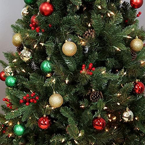 Sunnydaze Holly Jolly 50 ספירות ערכת קישוט כדור חג מולד אטום לחג המולד עם ווים - קישוטי עצים המוגדרים