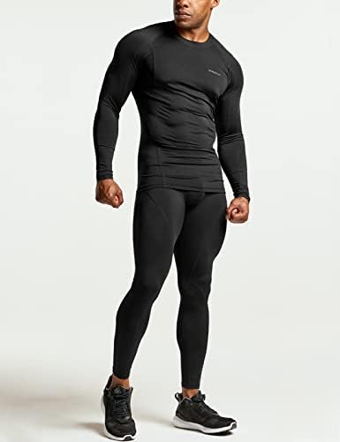 TSLA 1 או 3 חבילות גברים UPF 50+ חולצות דחיסה שרוול ארוך, חולצת אימון אתלטי, שומר פריחה בספורט מים