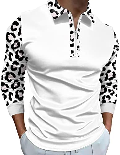 חולצות פולו לגברים של ווקאצ'י רוכסן צוואר, סתיו חורף שרוול ארוך טלאים טלאים גולף חולצה מעצבת מזדמנים