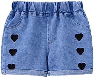 QINCIAO פעוטות בנות גלגלות מגלגל מכנסיים קצרים של מכנסיים אלסטיים רקמה רקמה ג'ינס מכנסיים חמים