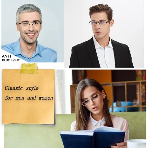 משקפי קריאה חצי שפת קוראי מחשב לגברים ונשים + 4.0 כחול אור חסימת קל משקל באיכות דק אופטיקה משקפיים