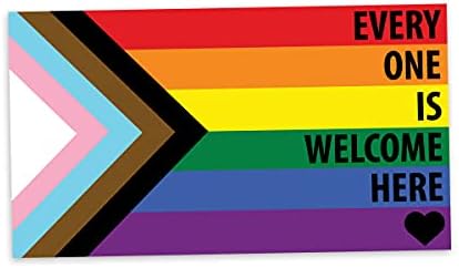 משחק מילים רלוונטי כל אחד מוזמן כאן התקדמות דגל גאווה LGBTQ POC Transgender Flag - מדבקת מדבקות ויניל