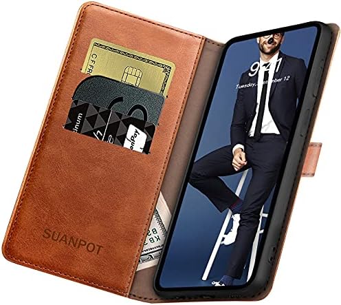 Suanpot עבור מוטורולה אחת 5G ACE 2021 עם RFID חוסם ארנק עור מחזיק כרטיסי אשראי, הפוך ספר טלפון טלפון