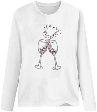 צמרות צוואר עגולות של יום האהבה לנשים וינטג 'וינטג' חולצת הדפסת חולצות חולצות סוודר כותנה נושם חיצוני