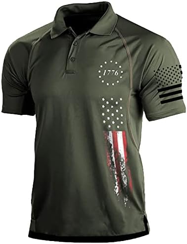 חולצות פולו דגל ארהב לגברים 4 ביולי חולצות טריקו פטריוטיות בקיץ שרוולים קצרים מזדמנים פולו גולף וינטג