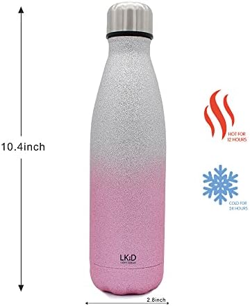 2 חבילות נירוסטה בקבוקי מים ספורט 17oz שומר על חם וקר, מכסים אטומים לדליפות, בקבוקי מים אטומים