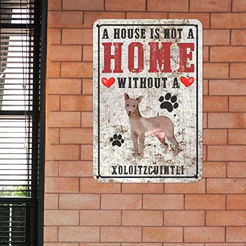 Xoloitzcuintli שלט מתכת שלט מתכת כלב אמא אבא ברוך הבא שלט בית הוא לא בית בלי כלב עלוב שיק וינטג 'קיר