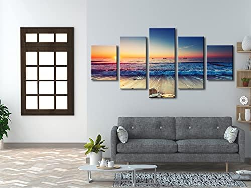 5 חתיכה גדול מודרני נוף ימי יצירות אמנות גלריה עטוף אוקיינוס ים חוף תמונות הדפסי בד גלים ציורי בד קיר