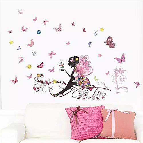 אמנות קיר פרפר פרחים מדבקות קיר מדבקות לקישוט קיר בחדר חדר שינה סלון בנות בנות מדבקות פוסטר ציור קיר