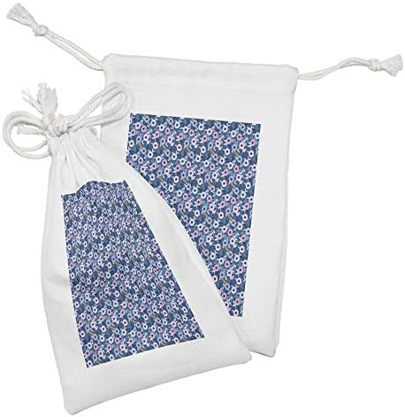 ערכת כיס נתיב של Ambesonne Floral Faugh של 2, פרחים פורחים בצבע פסטל ועלים על רקע כחול עיצוב אמנות מודרני,