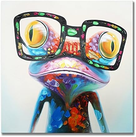 שבע אמנויות קיר צפרדע קיר אמנות עם משקפיים צבעוני מצחיק בד בעלי החיים ציורי פוסטר תמונות הדפסת ממוסגר