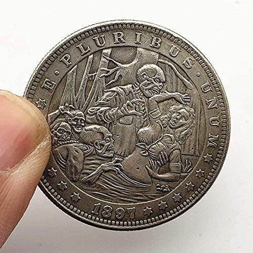 מטבע אתגר 1901 גולגולת וונדרר חרבות כפולות פיראט נחושת עתיקות מכסף ישן אוסף מטבעות מטבע מטבע מטבע מטבע