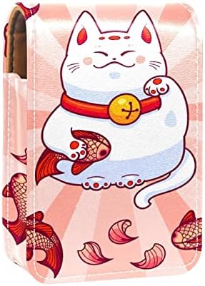 איפור שפתון מקרה עבור מחוץ יפן קריקטורה מזל חתול לתפוס ורוד קרפיון דגים נייד שפתון ארגונית עם מראה גבירותיי